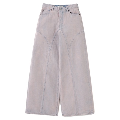 MOUSSY 春季新品解构弯刀牛仔裤高腰阔腿裤女010IS611-0261