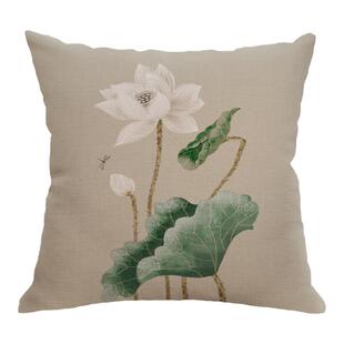 中国风禅意简约荷花莲蓬抱枕客厅书房圈椅靠垫办公室茶室茶楼腰靠