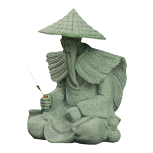青砂石姜太公钓鱼创意假山流水摆件鱼池装饰品盆栽景观鱼缸内造景