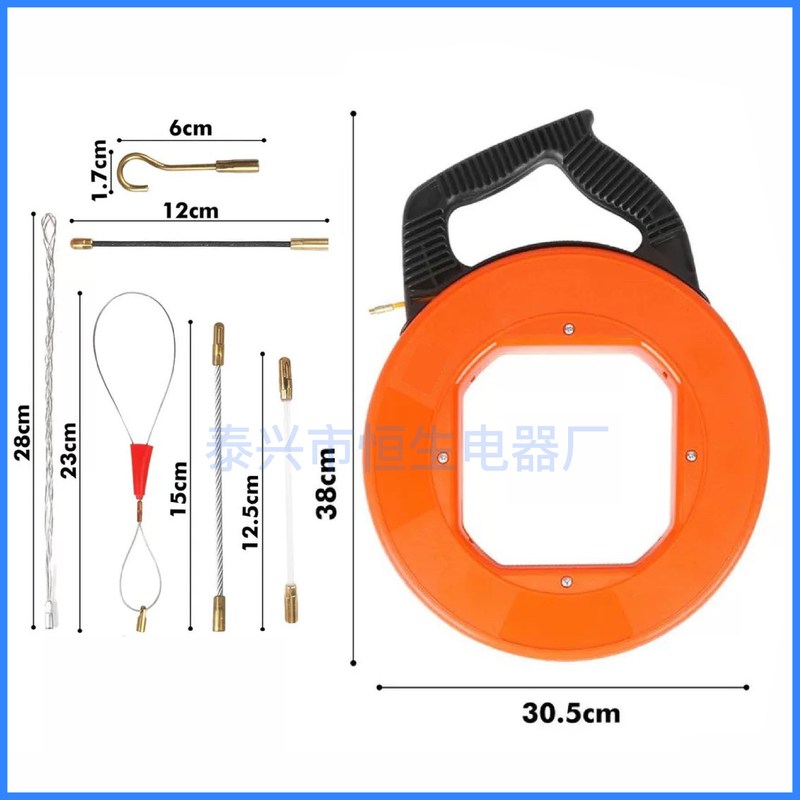 可替换配件橙色弹簧头玻纤鱼型形拉线器电缆拉线引线器穿墙线螺纹