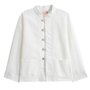 饭团记中国风童装春秋新款儿童中山装男童女童新中式上衣棉麻唐装