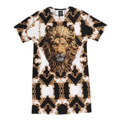 TCH轻奢2024烫钻老虎头T恤裙