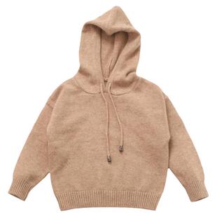 秋冬季儿童连帽山羊绒衫套头保暖男女童纯羊绒帽衫中大童毛衣百搭