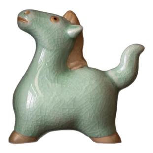 汝山明汝瓷马年生肖马陶瓷小摆件马到成功汝窑茶宠开片可养新年礼