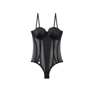 Intimissimi意舒漫性感辣妹风修身网纱透视抹胸式连体衣BID184