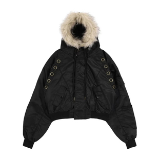 现货!特价Minju同款FANCY CLUB连帽拉链厚外套毛领夹克棉服棉衣女