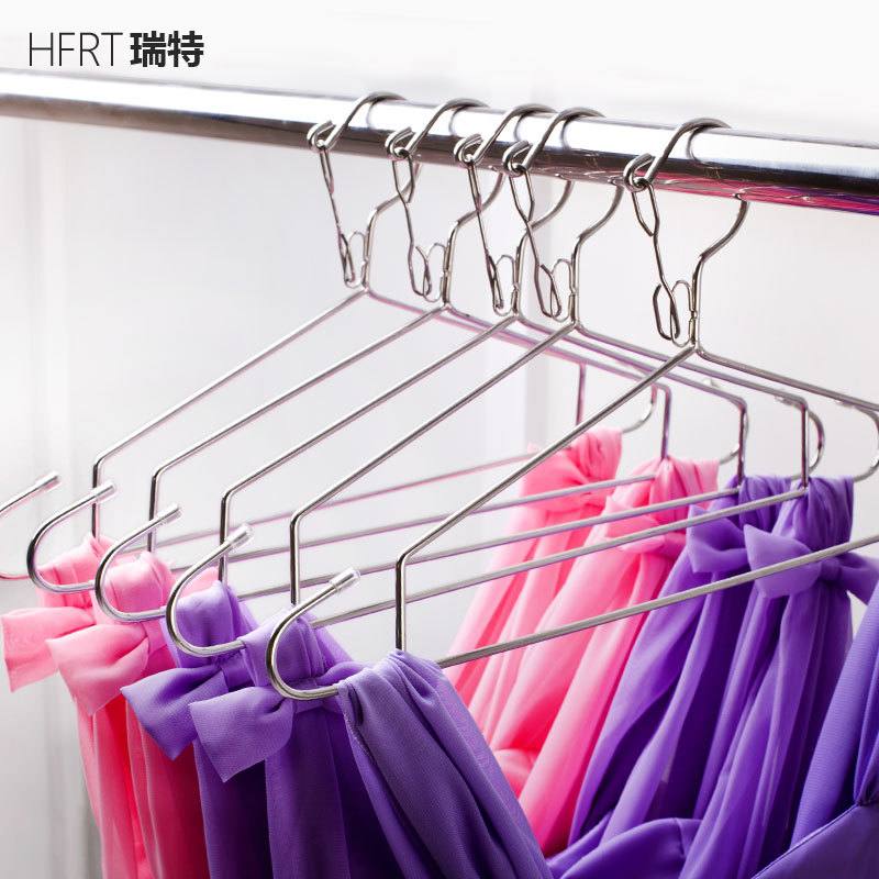 比人实心加粗不锈钢衣架装个晾衣架衣服防滑家用挂衣架架子10