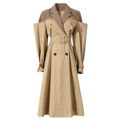 英伦风拼色高级感西装领风衣