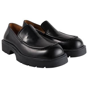 SANDRO Outlets秋冬款男鞋法式时尚休闲简约黑色牛皮革厚底乐福鞋