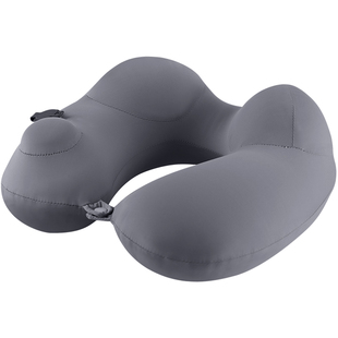 oseagle按压充气连帽u型枕旅行便携长途飞机睡觉神器u形枕头带帽