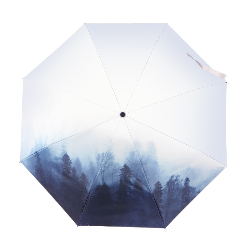 全自动水墨风折叠小清新森系雨伞