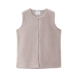 佐丹奴毛绒绒马甲女新款仿羊羔绒圆领暗扣中长款背心外套13375795