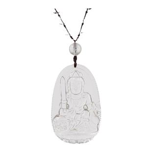 天然白水晶本命佛吊坠女项链兔年生肖守护神文殊菩萨观音男士饰品