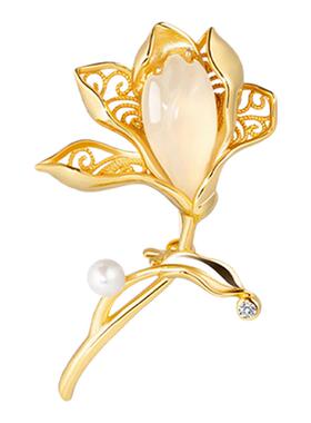金色玉兰花胸针女轻奢高级感胸花