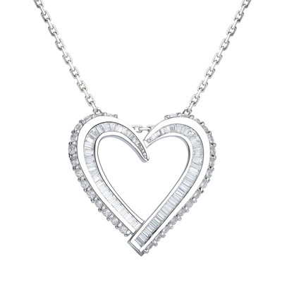 卓蝶珠宝桃心仿钻石镀白金女吊坠