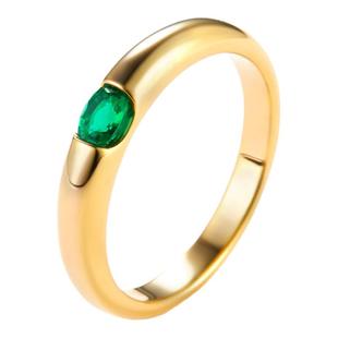 【SOOMI金溜子】人工培育祖母绿戒指单身尾戒S925银镶嵌绿宝石女