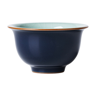 景德镇手工陶瓷茶杯霁蓝釉主人杯单杯男士个人压手杯功夫茶具送礼