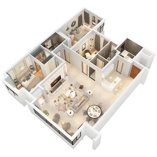 3D效果图制作酷家乐VR全屋全景室内三维家工装修设计户型方案代画