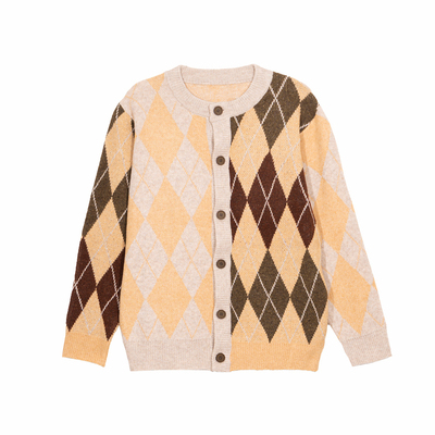 Holocene撞色几何图案开衫毛衣