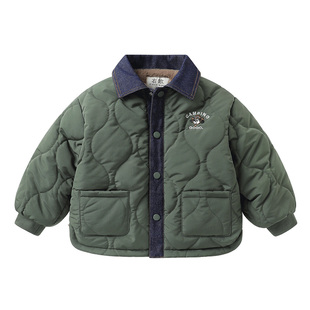 右欧男童加绒棉服冬季小孩棉袄宝宝厚外套2025新款儿童上衣冬装