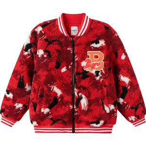 巴拉巴拉童装儿童外套男童拜年服2026新款冬装棒球服红色棉服夹克