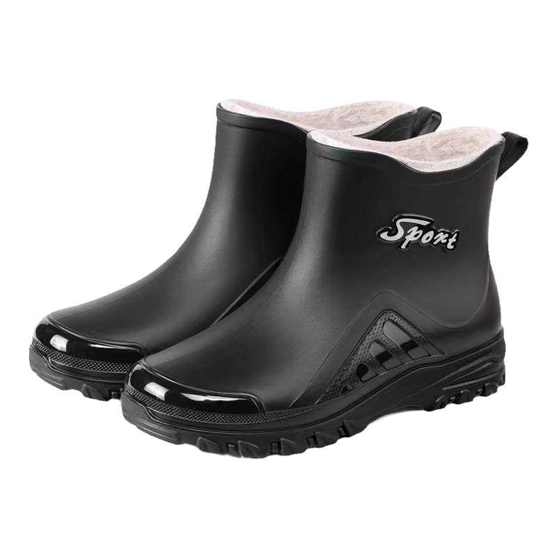 固定绒雨鞋冬季加厚保暖一体胶鞋