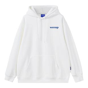 WASSUP HEODS连帽卫衣加绒秋冬季国潮街头休闲宽松帽衫外套男女生
