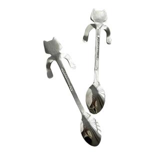 安木良品 可爱创意ins猫咪可悬挂304不锈钢挂杯勺冰块搅拌长勺子