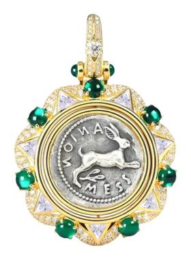 中古风古币系列彼得兔翻转项链