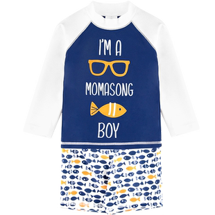 Momasong儿童泳衣男童分体中小童防晒游泳衣男孩宝宝温泉泳裤泳装