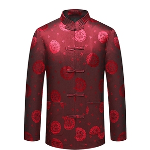 唐装男中老年人秋冬棉袄中国风加绒加厚爸爸外套爷爷生日过寿衣服