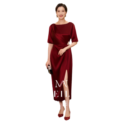 婚宴订婚妈妈礼服2026新款酒红色高级感年轻款喜婆婆礼服喜服显瘦