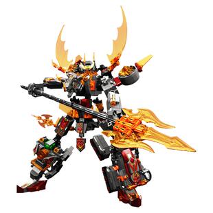 森宝积木熔岩战神吕布国潮钢铁机甲配灯光原件拼装玩具模型男礼物