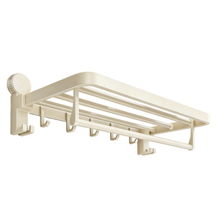 日本卫生间毛巾架吸盘免打孔浴巾置物架折叠一体挂杆厕所浴室挂钩