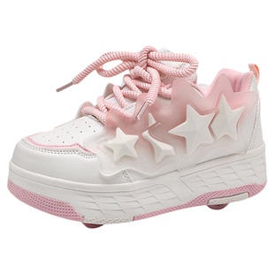 女童暴走鞋2025新款儿童四轮隐形可拆卸运动轮滑鞋女孩学生溜冰鞋