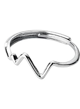 925银简约款心电图戒指时尚个性