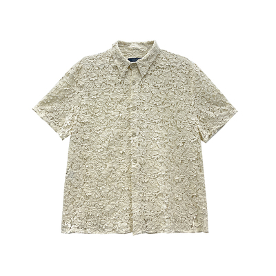 短袖镂空蕾丝短袖衬衫