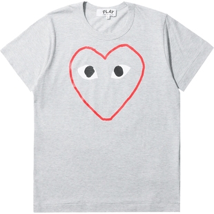IT CDG PLAY COMME des GARCONS女装圆领短袖T恤爱心LOGO印花65XD