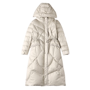 高端品牌羽绒服女2025新款冬季大牌时尚白鸭绒修身加厚连帽中长款