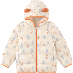 英氏超韧绒女童羽绒服连帽秋冬保暖儿童男童外套防寒中小童新款