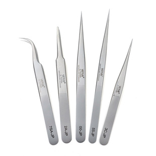 修表工具 VETUS SS-3C-OO-5SA-JP精密硬防磁防酸豪华高端弯直镊子