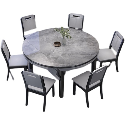 可变圆桌轻奢高端网红新款餐桌椅