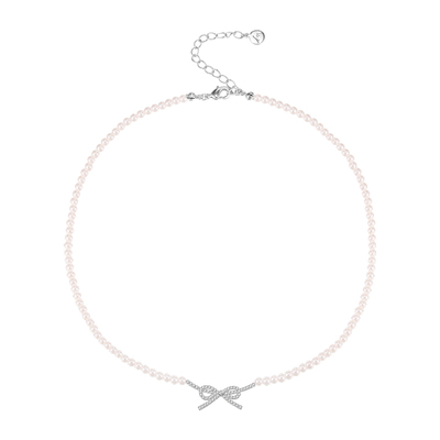 一眼就爱上了海边蝴蝶结珍珠项链