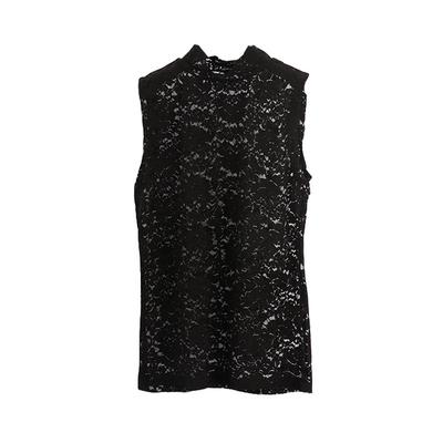 半高领无袖蕾丝背心女夏天性感内搭打底衫紧身女式立领网纱上衣