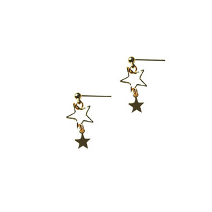 花宿设计 闪亮小星星 小巧简约百搭14k包金耳钉耳环女韩国气质