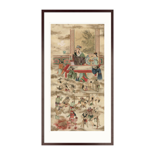 手绘工笔人物画像十殿阎王九殿平等王佛堂法事供奉中式卷轴挂画框