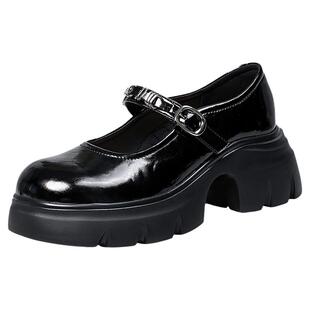 高蒂学院风JK制服鞋女黑色厚底玛丽珍鞋2026春季新款百搭高跟单鞋