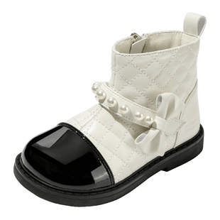 百丽童鞋冬季加绒保暖公主靴女童宝宝靴小女孩洋气短靴儿童时装靴