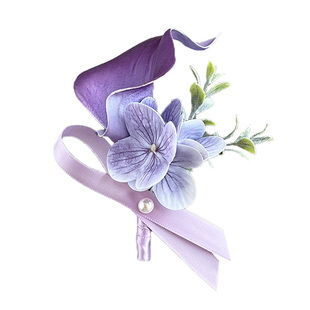 原创森系梦幻紫蝴蝶兰新郎新娘婚礼胸花伴郎伴娘商务活动嘉宾襟花