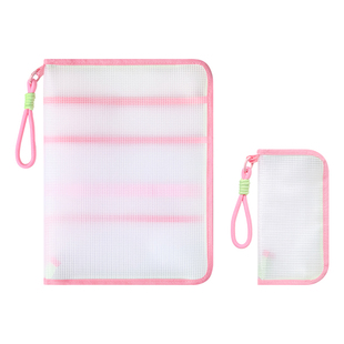 三年二班 多功能科目分类袋A4大开口透明文件袋大容量拉链式防水科目袋高颜值学生专用试卷收纳袋手提拎书袋